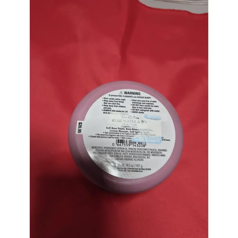 ๐ฅ Bath & Body Works White Barn Rose Water & Ivy 3-Wick Candle 14.5 oz For A6 - Picture 3 of 3